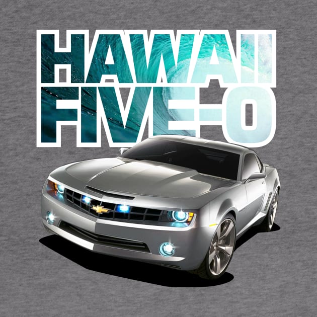 Hawaii Five-O Black Camaro (White Outline) by fozzilized